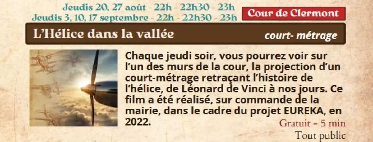 Festival Re-naissance à l'Arrosoir, cinéma : l’hélice dans la vallée