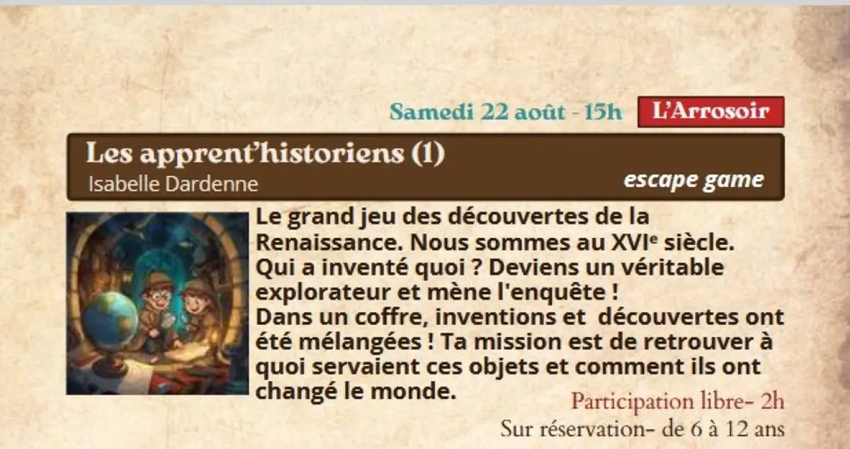 Festival Re-naissance à l'Arrosoir : les apprent’historiens !