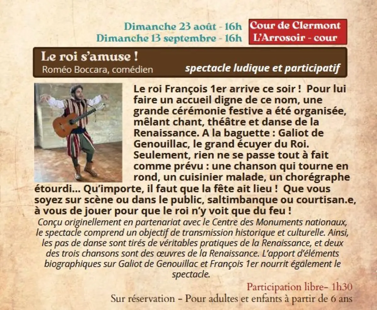 Festival Re-Naissance à l'Arrosoir , spectacle : le roi s’amuse !