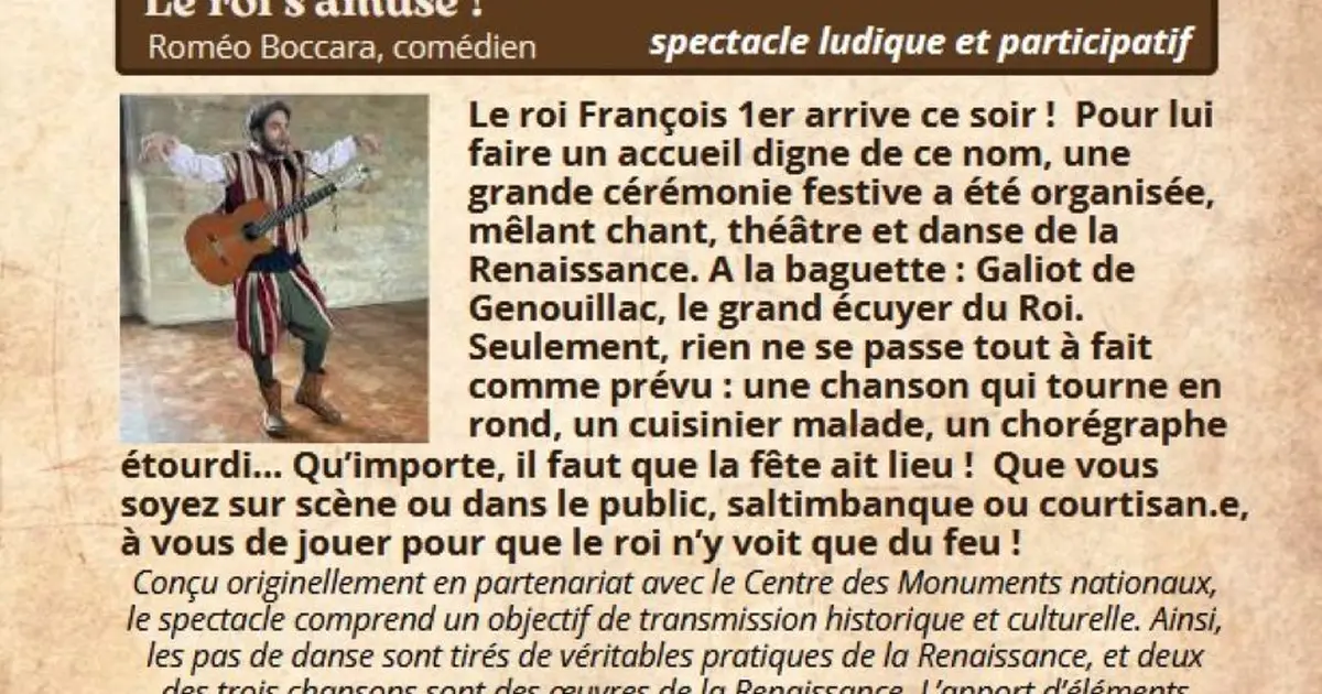 Festival Re-Naissance à l'Arrosoir , spectacle : "le roi s’amuse !"