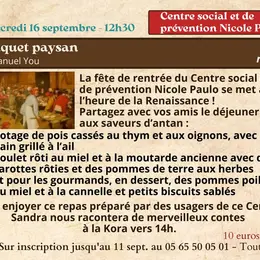 Festival Re-naissance au centre sociale de Figeac :  banquet paysan