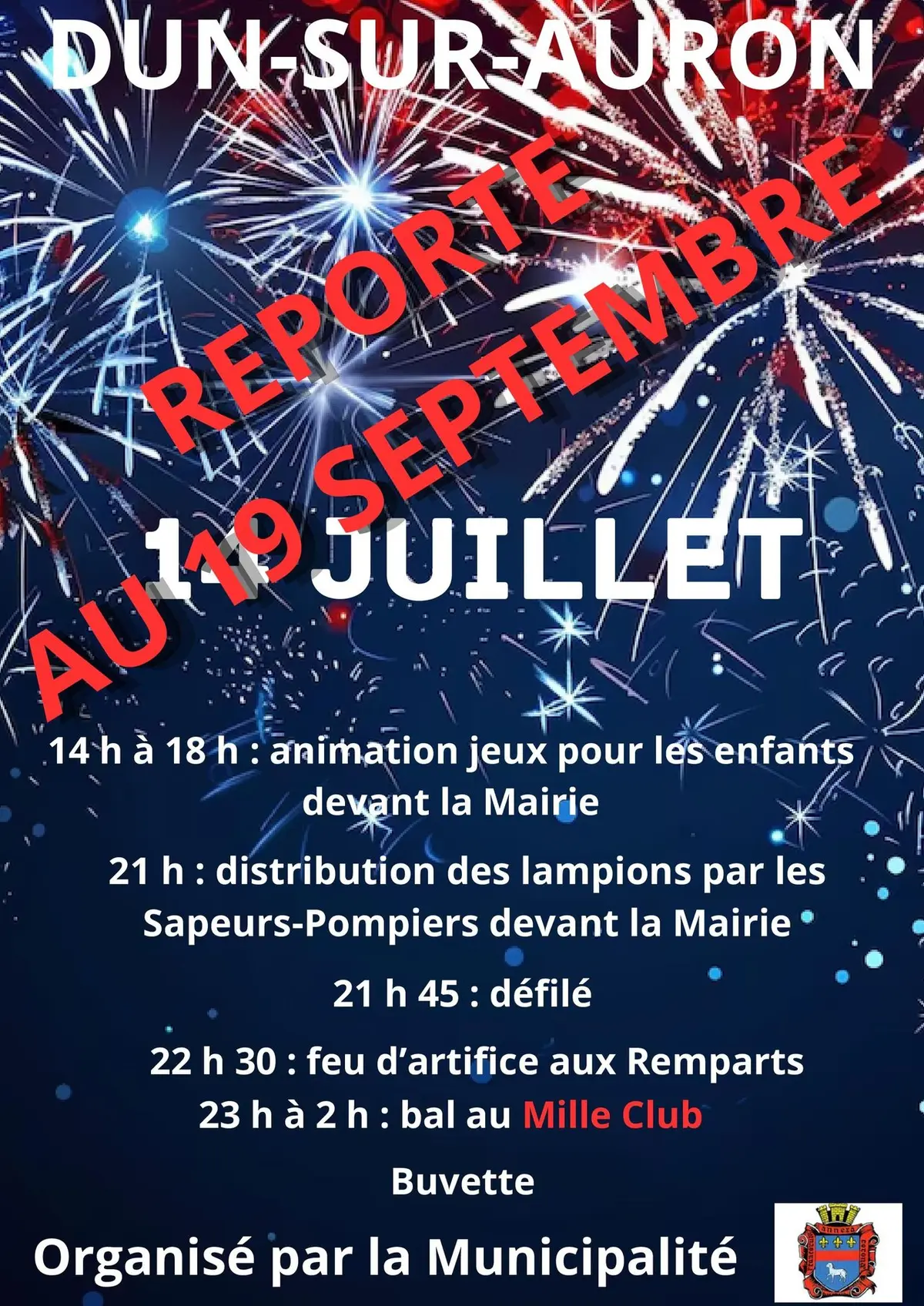 Festivités du Samedi 19 Septembre 2026 organisées par la Municipalité de Dun-sur-Auron