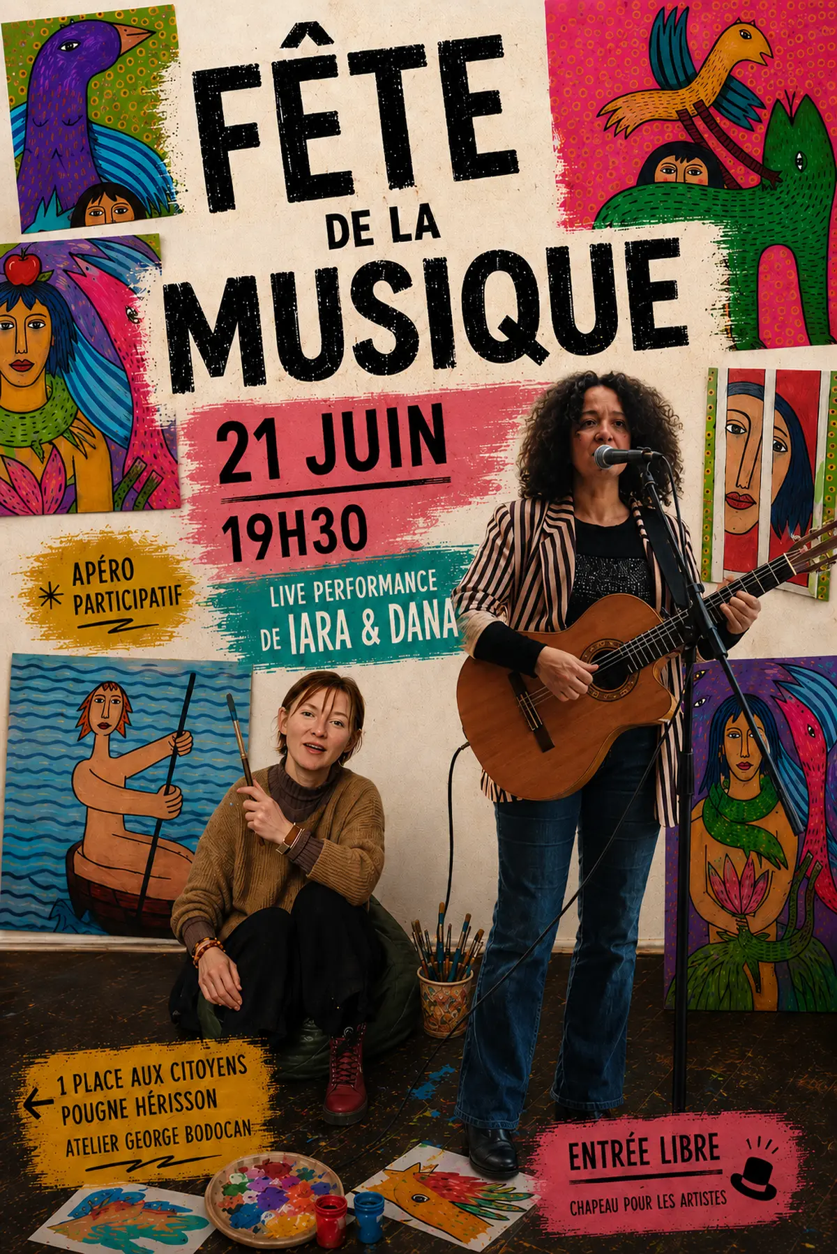 Fête de la musique - Dana Sereda et Lara performance musique et peinture