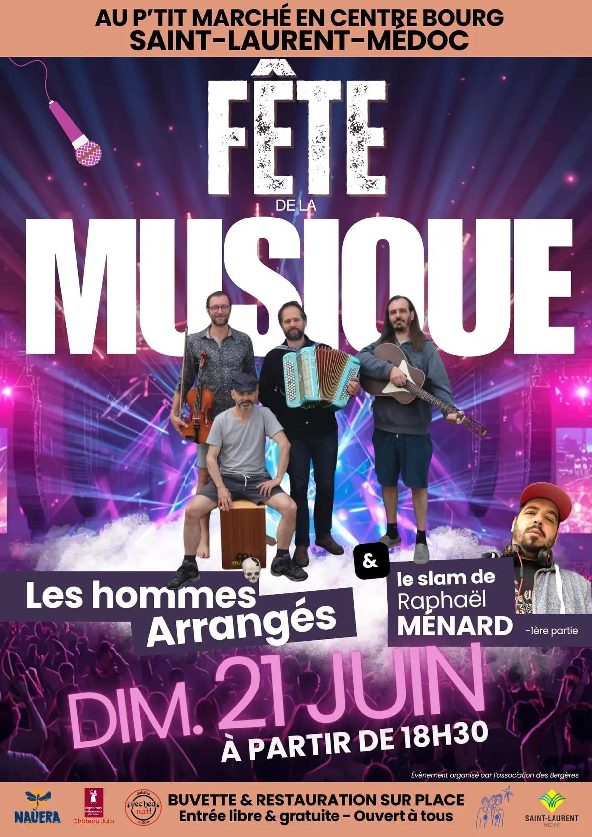 Fête de la musique les Hommes Arrangés & le Slam de Raphaël Menard