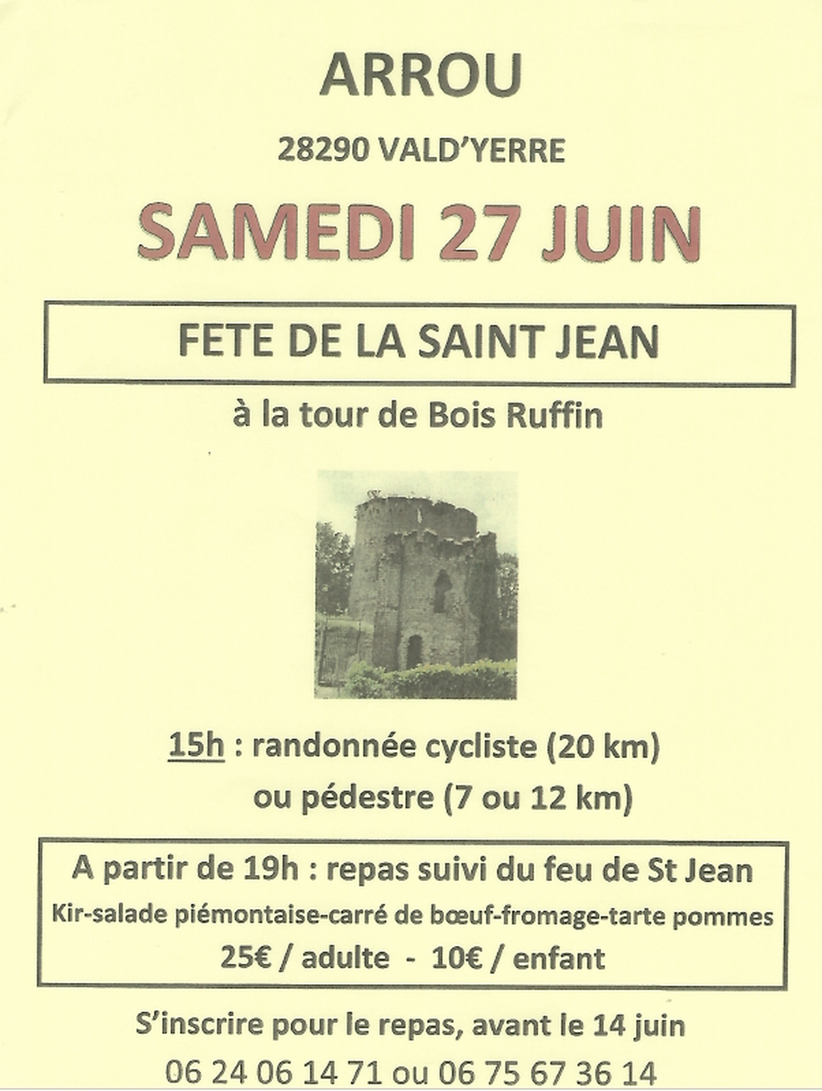 Fête de la St-Jean à Bois-Ruffin : randonnée pédestre/cycliste, repas, feu de St Jean