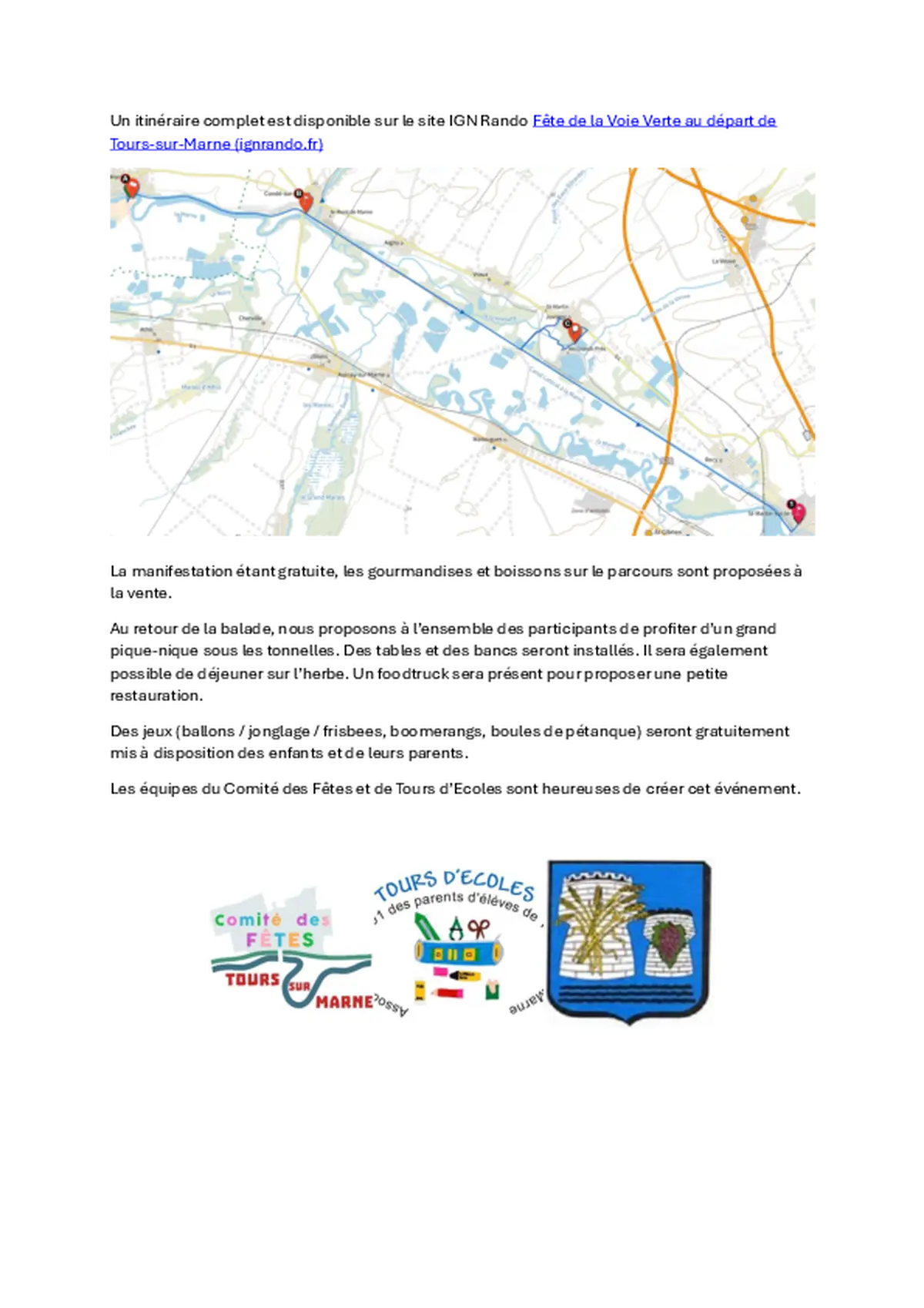 Fête de la Voie Verte à Tours-sur-Marne