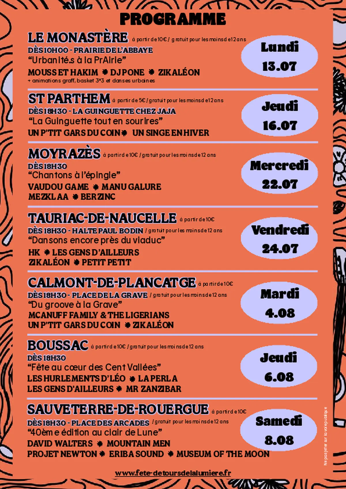 Fête & détours de la Lumière #40 - Concerts & spectacles en itinérance