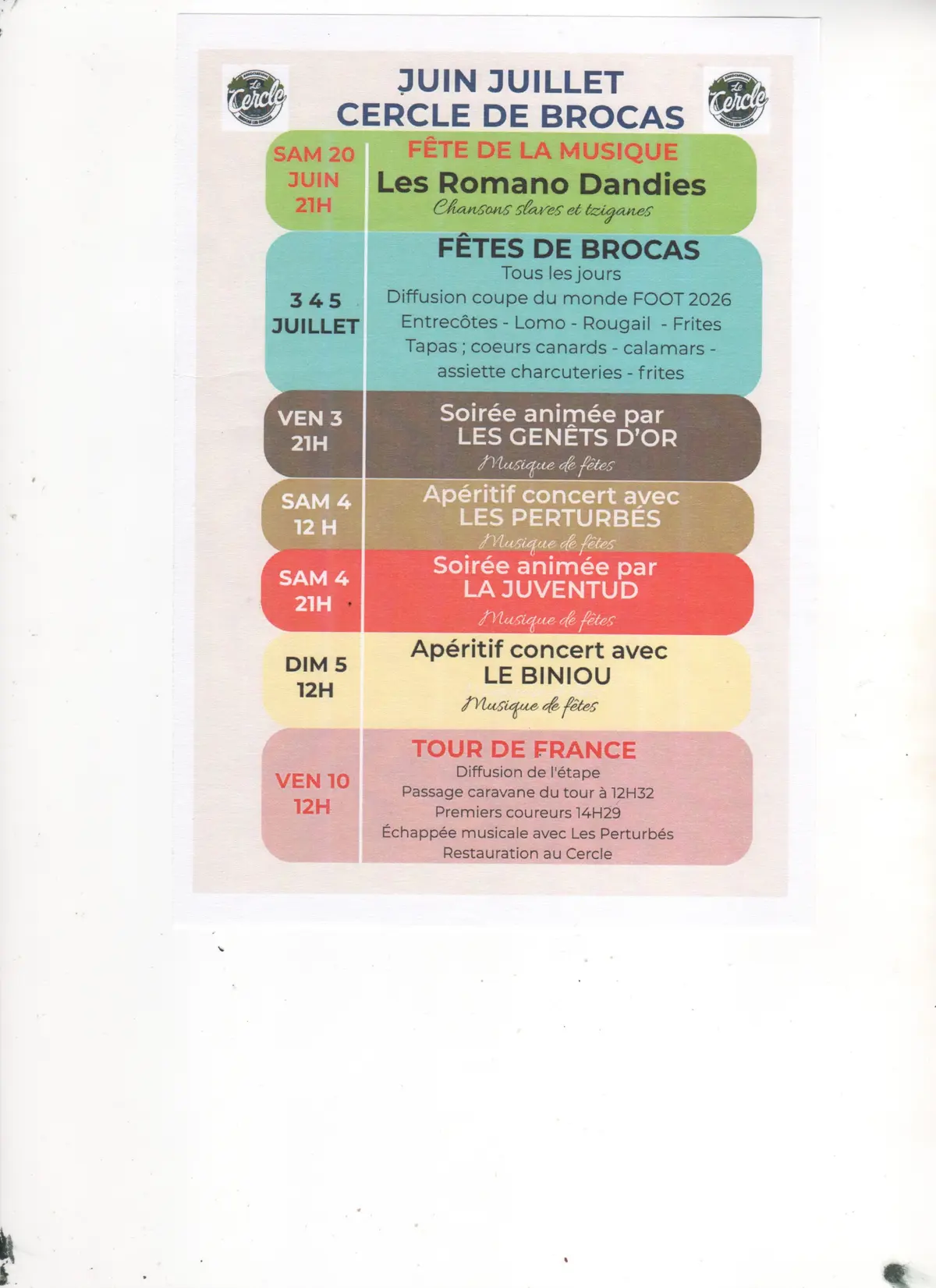 FETES DE BROCAS et Passage Tour de France