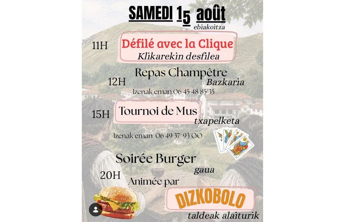 Fêtes de village : défilé, repas champêtre, tournoi de mus et soirée burger