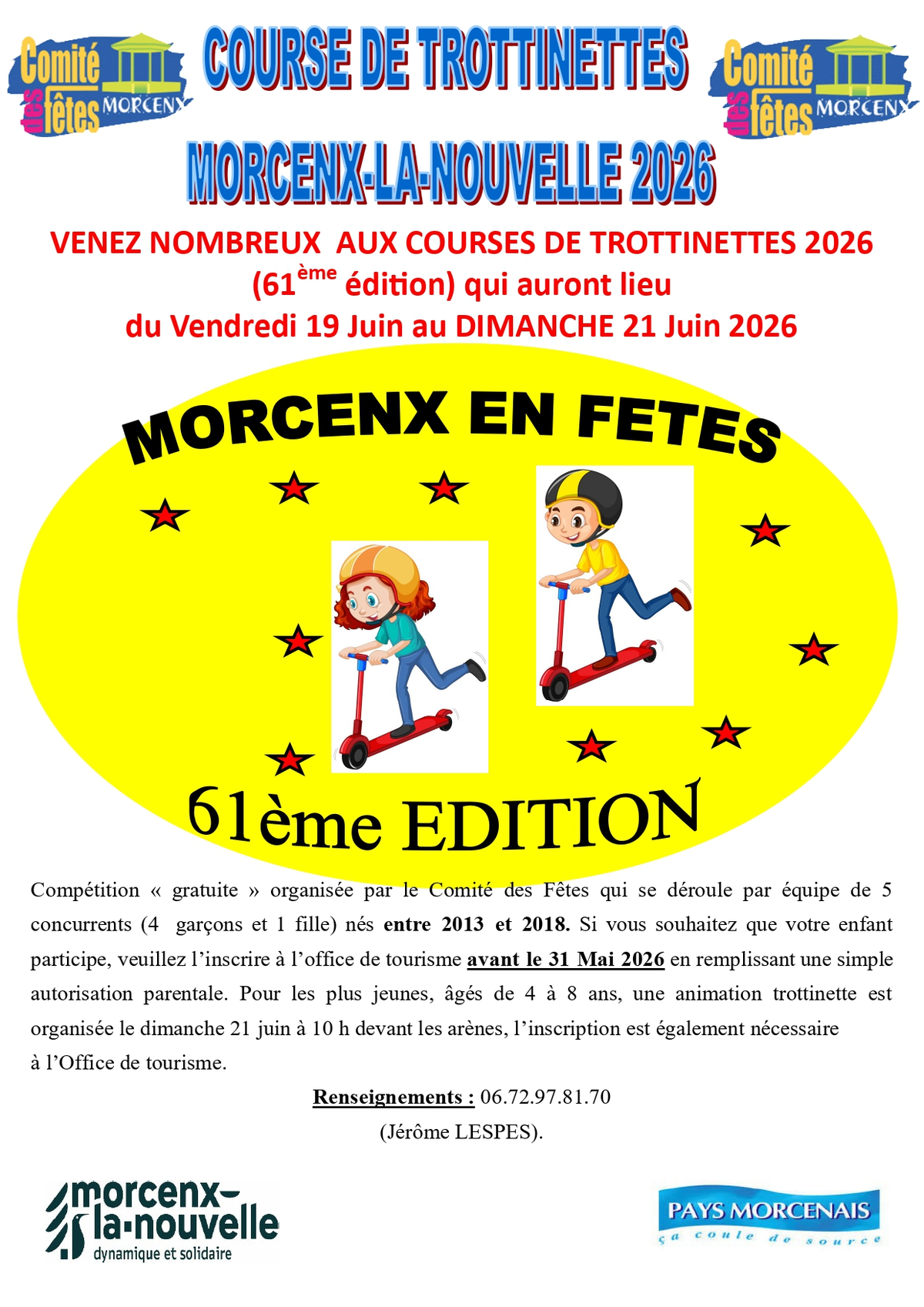 Fêtes locales - Morcenx-la-Nouvelle Course de trottinettes  2026