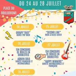 Fêtes votives d'Aurons : concours de pétanque en doublettes