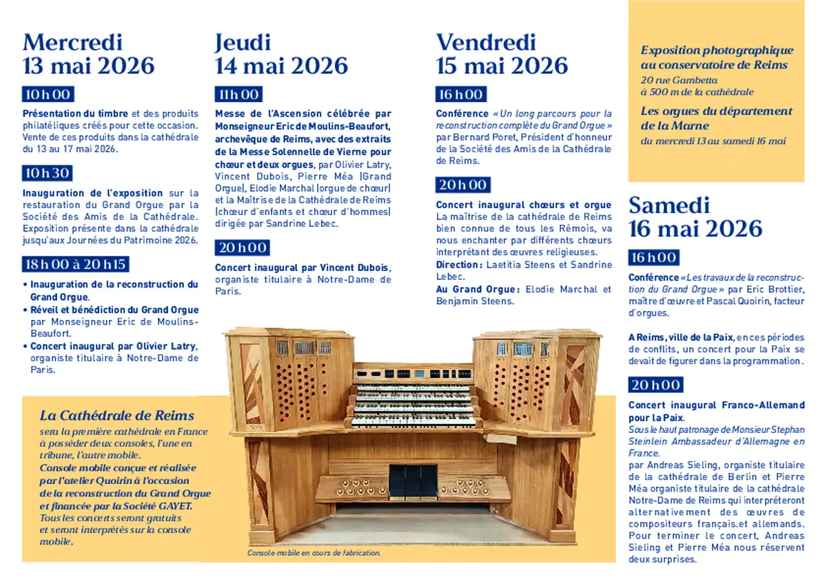 Fêtons la reconstruction et le réveil du Grand Orgue de la Cathédrale de Reims