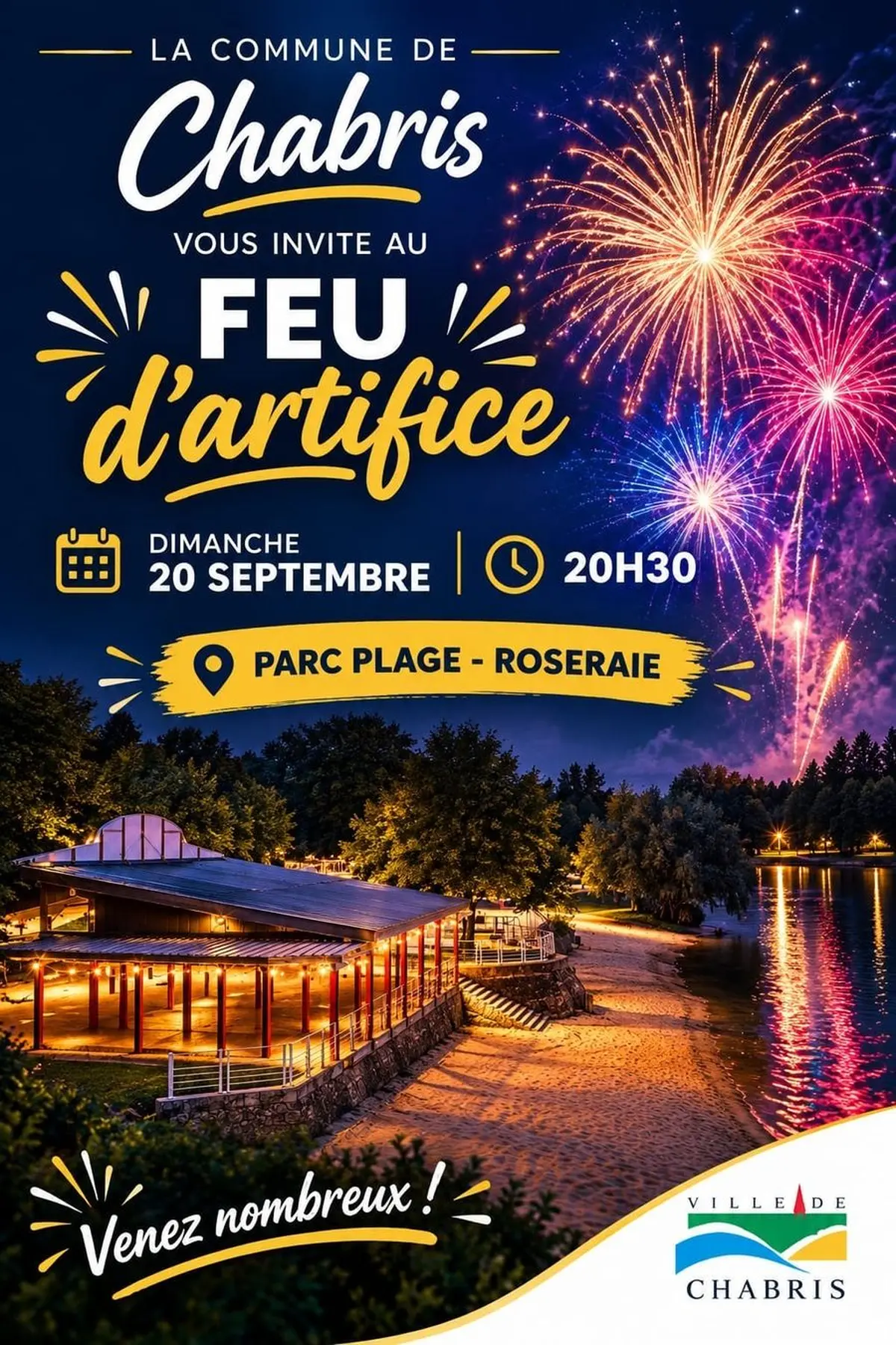 Feu d'artifice au bord du Cher