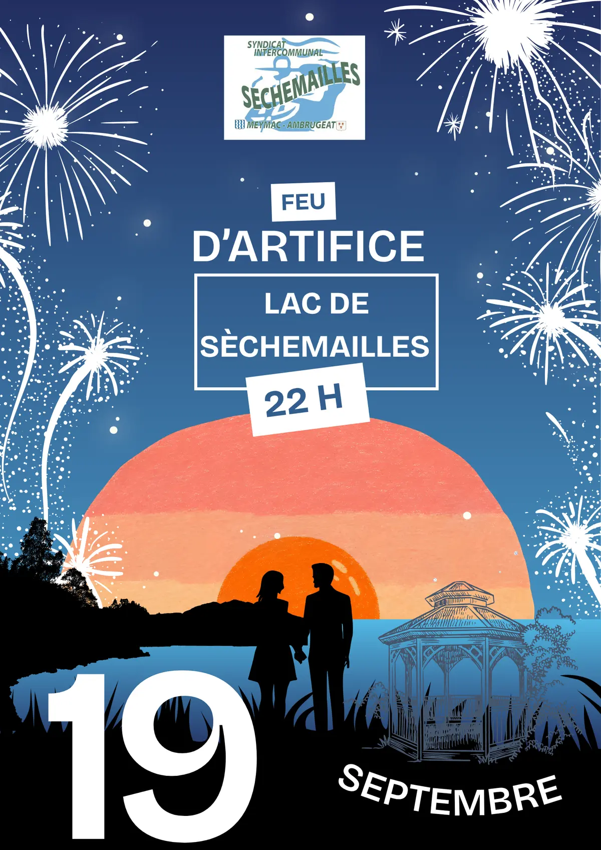 Feu d'artifice au lac de Séchemailles
