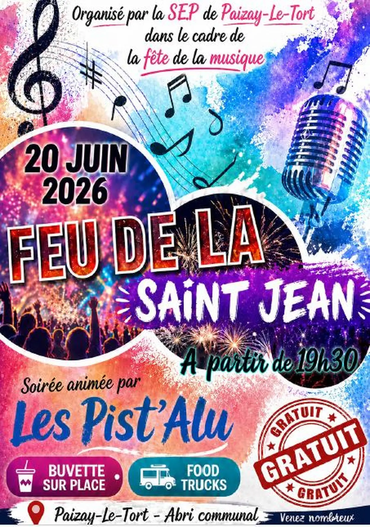 Feu de la Saint Jean dans le cadre de la fête de la musique