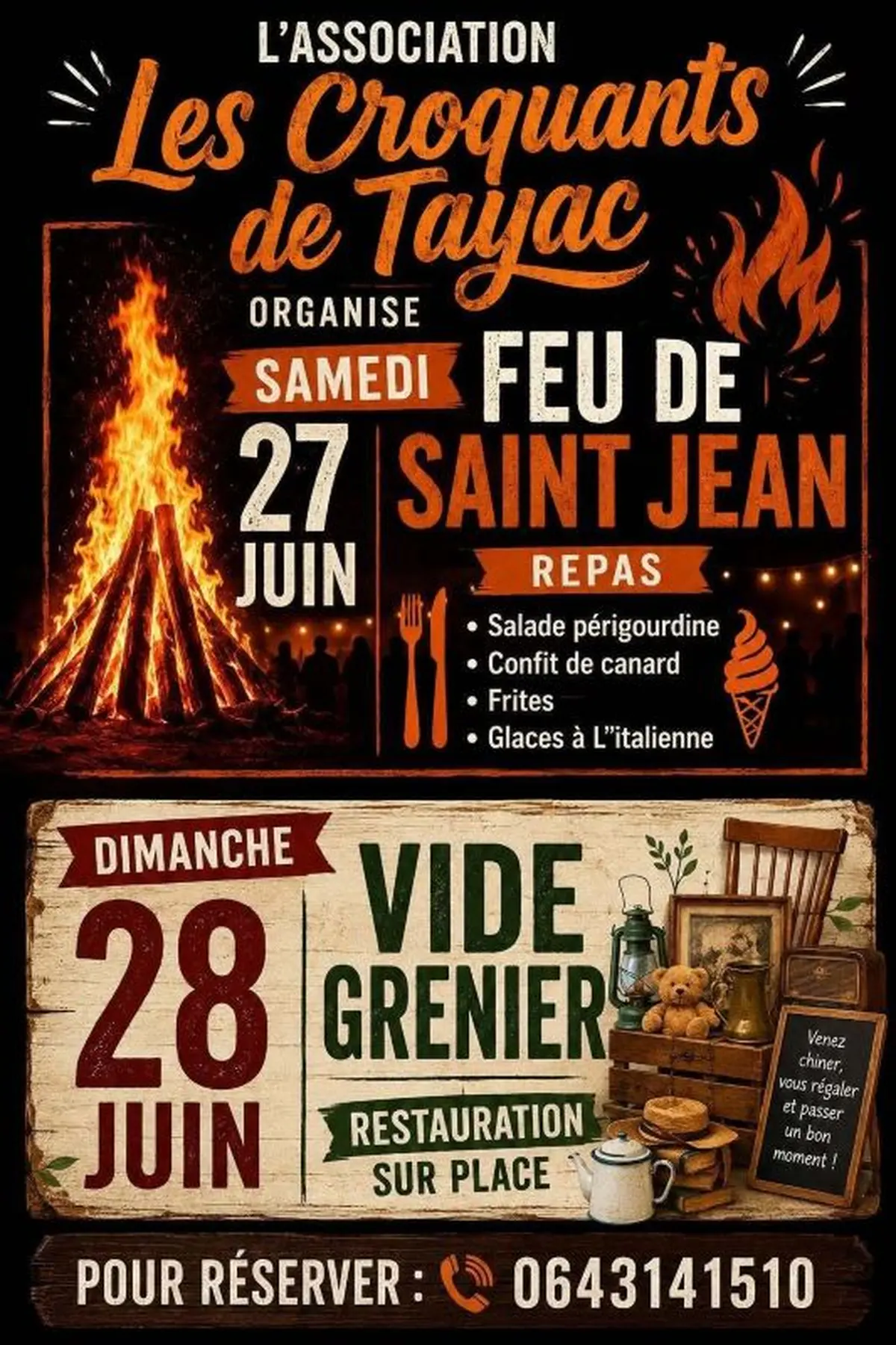 Feu de la Saint Jean et vide grenier aux Eyzies