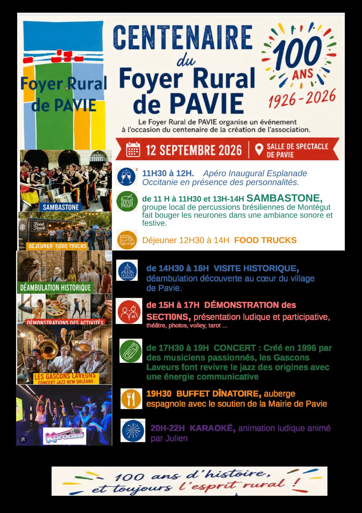 FETE de CENTENAIRE du foyer rural de PAVIE