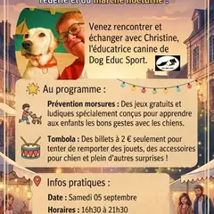 Marché nocturne et son éducatrice canine