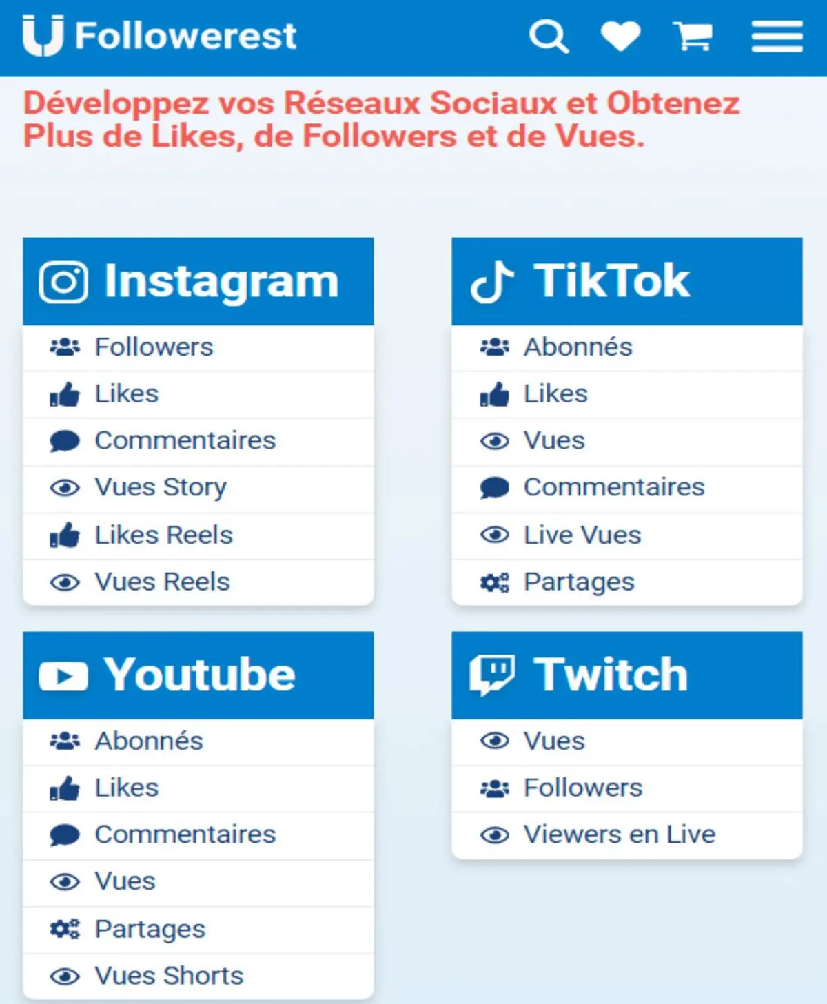 Followerest - aperçu du service qui vous aidera à promouvoir vos réseaux sociaux