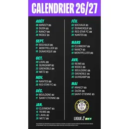 Football - Calendrier PAU FC Ligue2 BKT - saison 2026/27