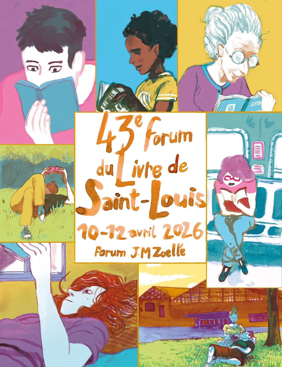 L'affiche de la 43&egrave;me &eacute;dition du Forum du Livre de Saint-Louis, r&eacute;alis&eacute;e par Younn Locard, illustrateur et auteur de BD