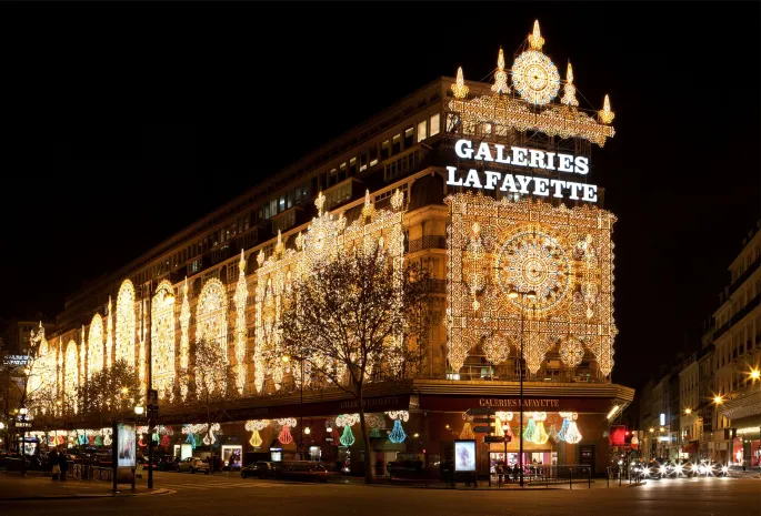 Les Galeries Lafayette Haussmann de nuit