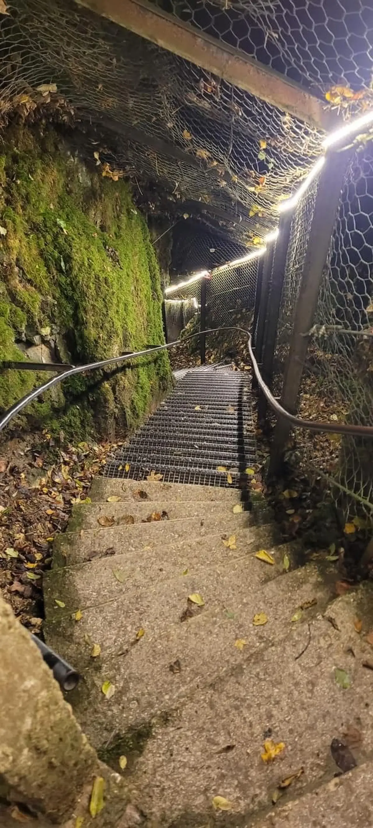 Escalier donnant accès au gouffre