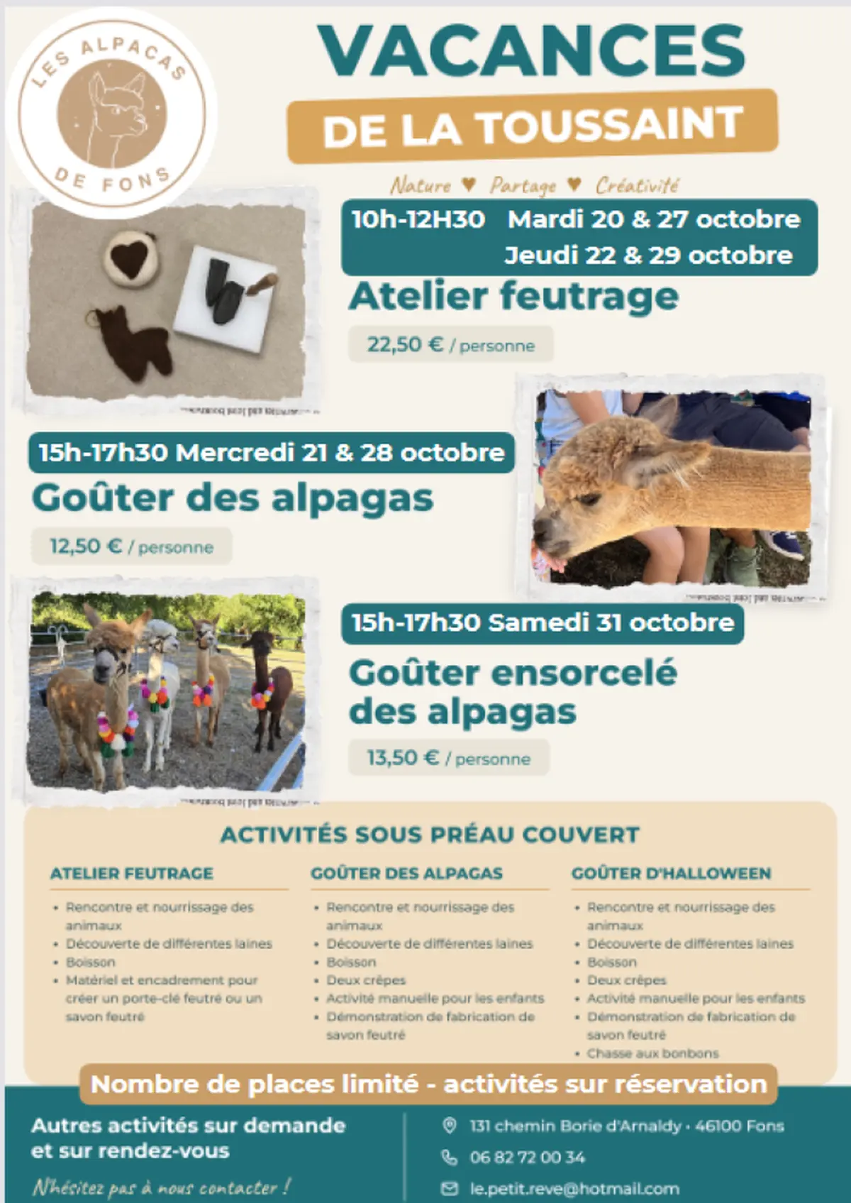Goûter avec les alpacas à Fons