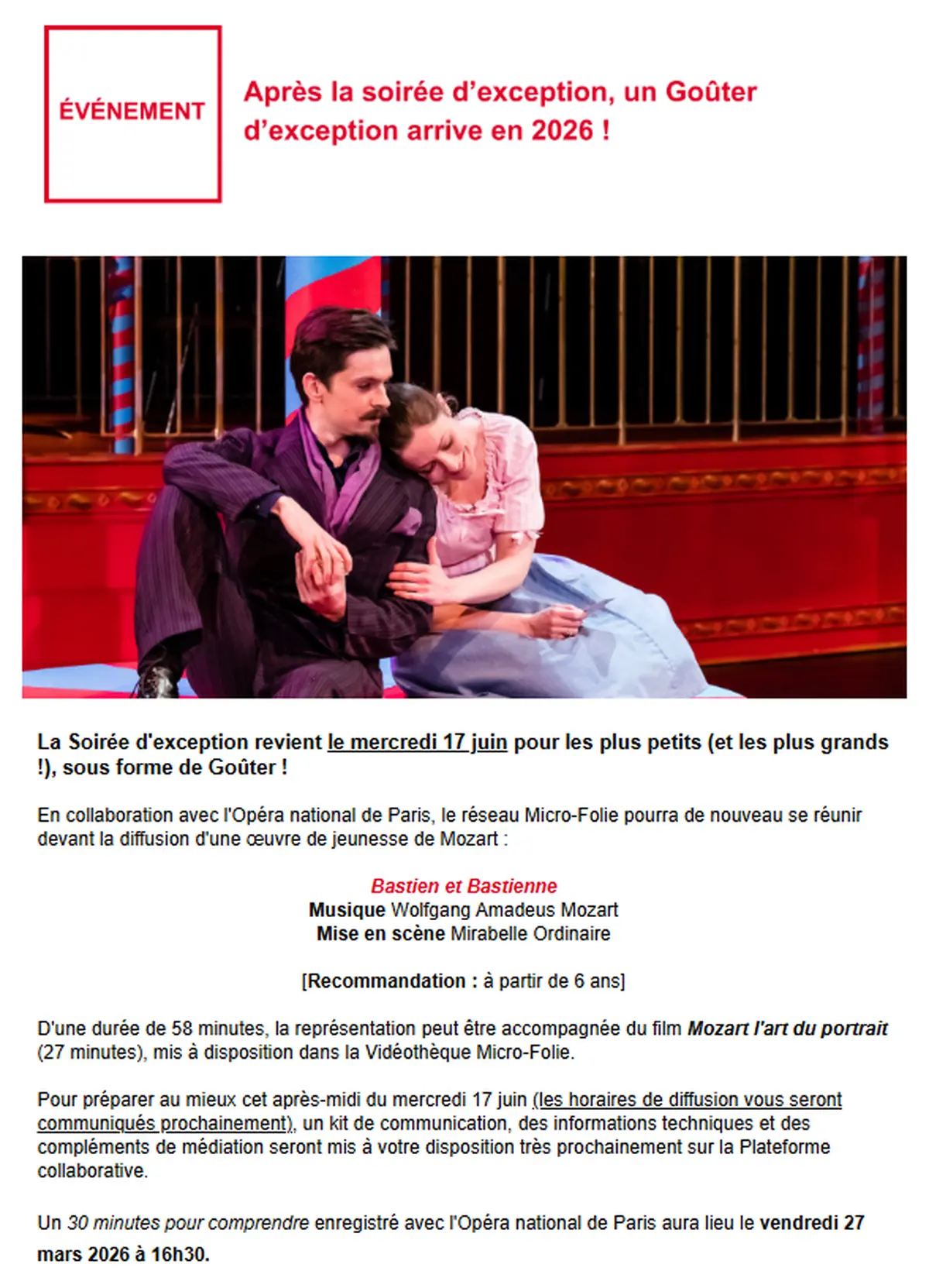 Goûter d'exception Bastien et Bastienne