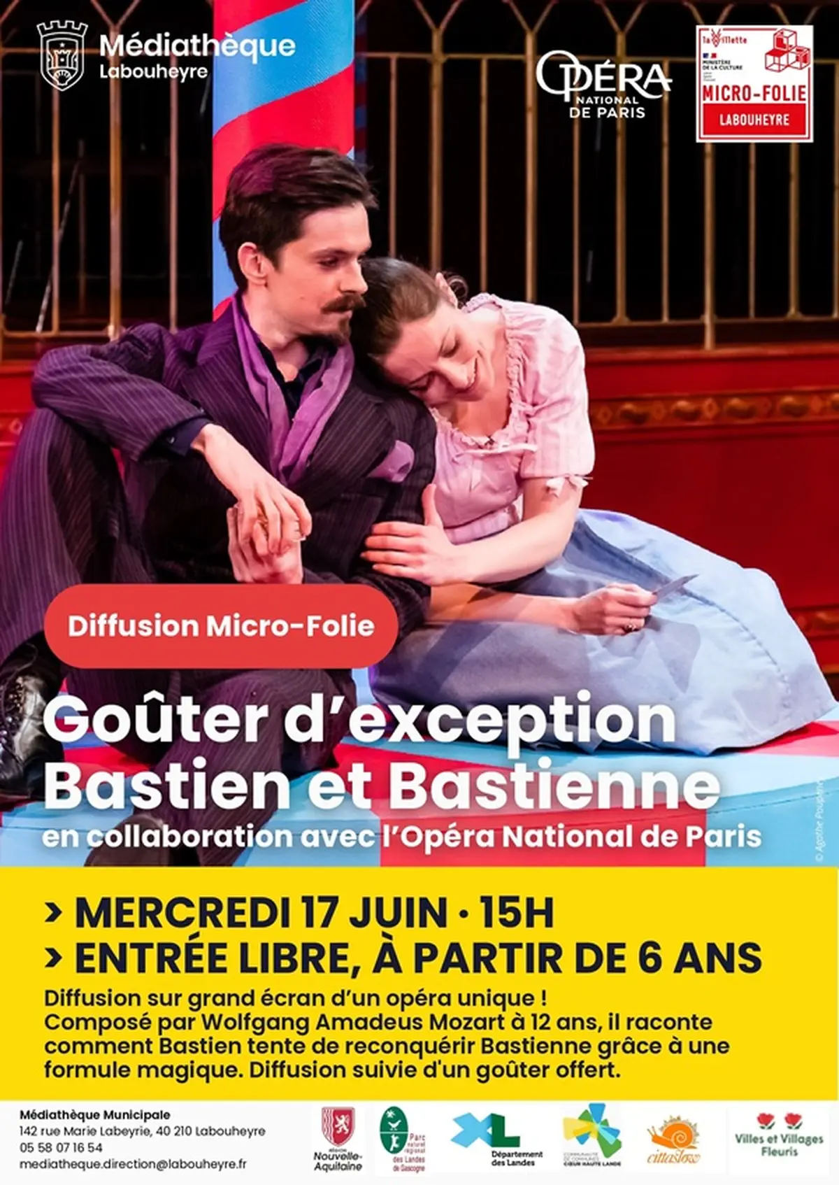 Goûter d'Exception Micro-Folie : Diffusion de l'opéra : Bastien et Bastienne