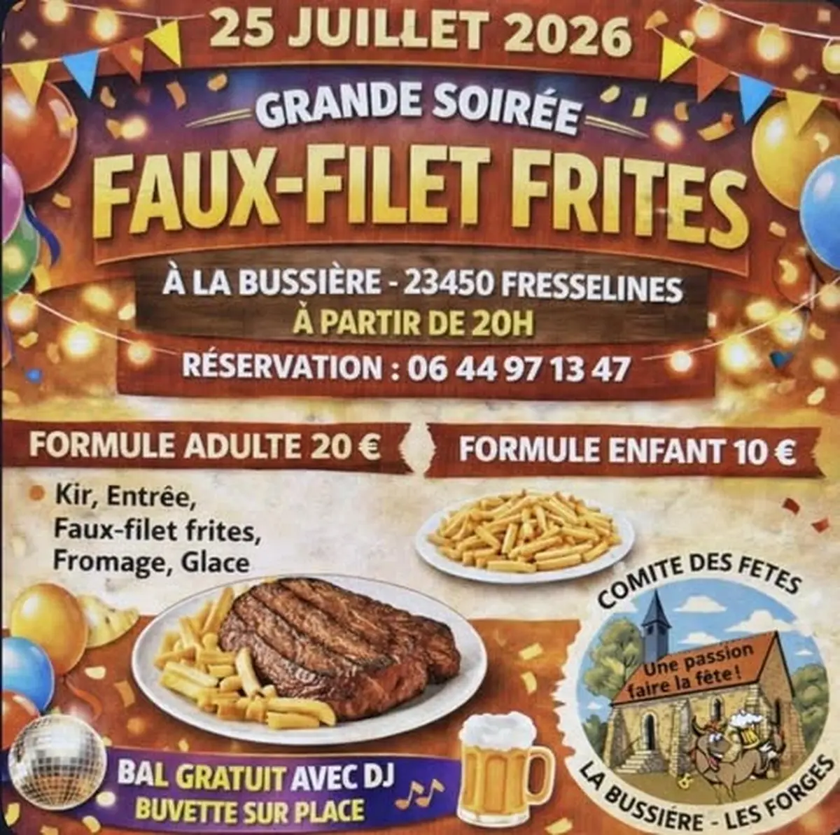 Grande soirée Faux-filet frites