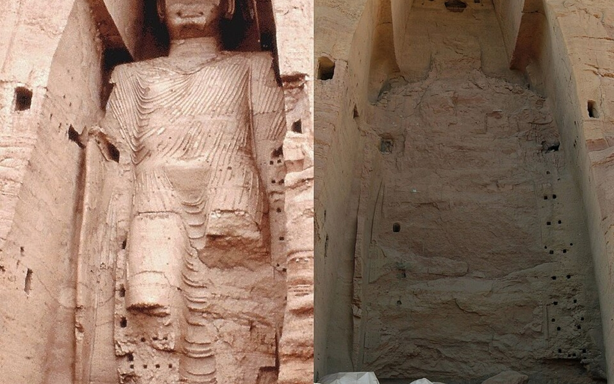 La destruction des Bouddha de Bamiyan pour motif religieux par les Talibans en 2001