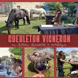 Gueuleton vigneron et démonstration de cheval de trait au château Chasserat
