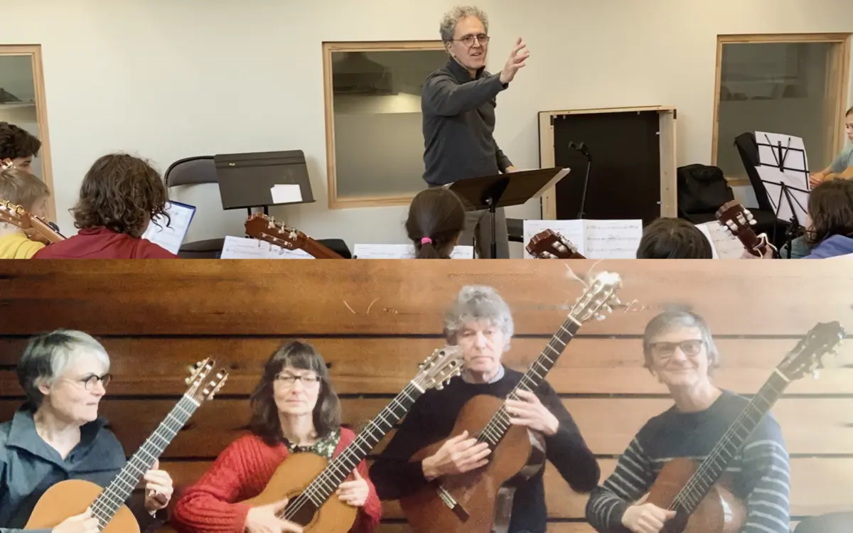 Bruno, orchestre, Caroline, Estelle, Wim et Filipe