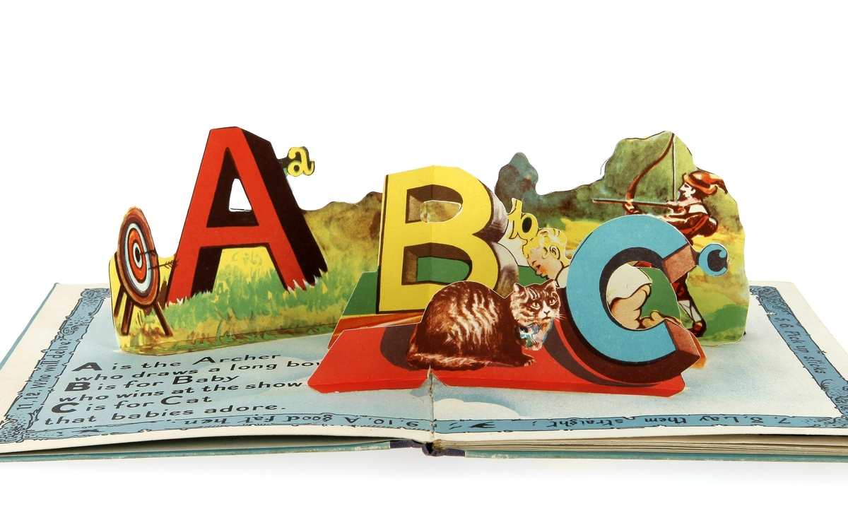 ABC in living models : a book in which all the letters of the alphabet stand up in life-like form when the pages open, Bookano series, vers 1930