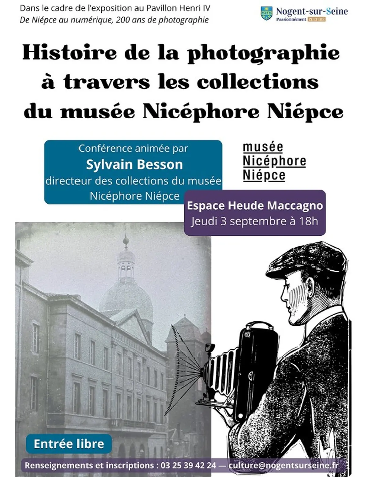 'Histoire de la photographie à travers les collections du musée Nicéphore Niépce' Conférence à l'Espace Heude Maccagno de Nogent-sur-Seine