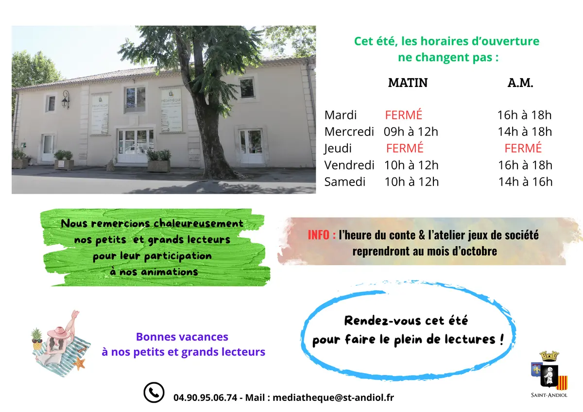 Horaires de la Médiathèque Varadier d'Estourmel