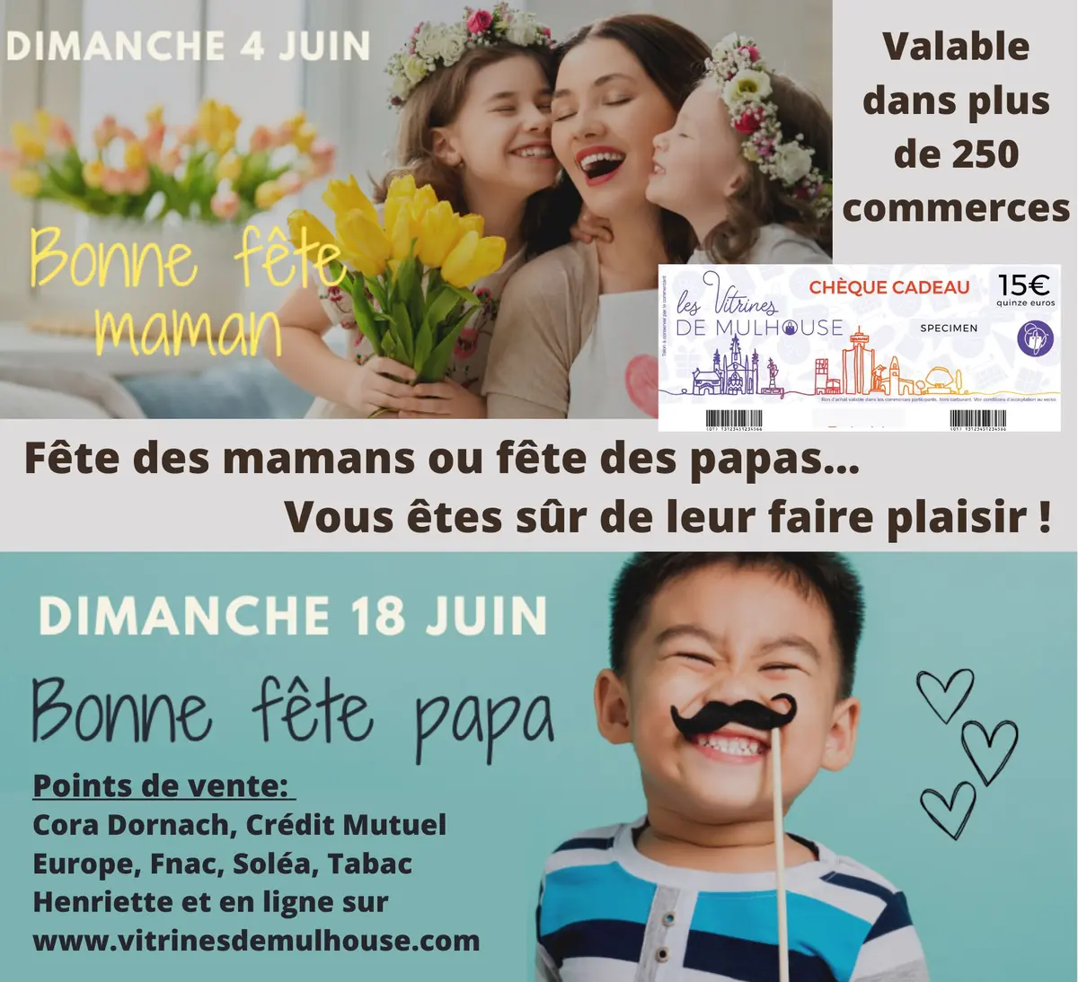 Idée cadeau fêtes des mères/pères : les bons vitrines de Mulhouse !