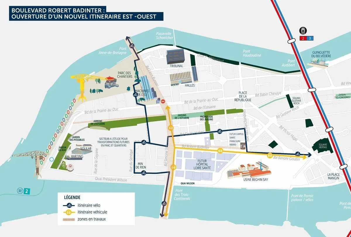 Île de Nantes : le boulevard Robert-Badinter ouvre dans le quartier République