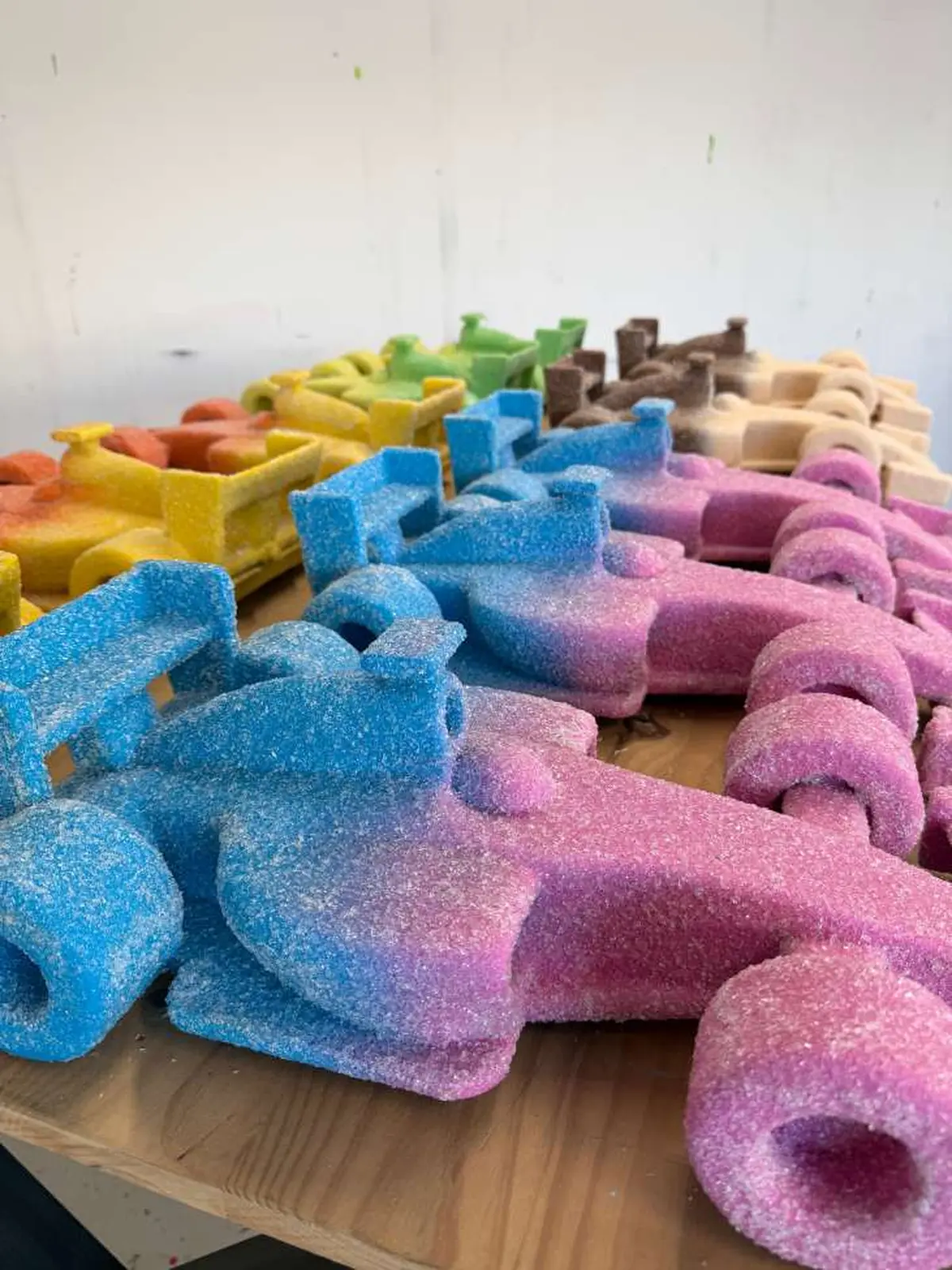 JISBAR mêle Formule 1 et bonbons acidulés dans une nouvelle collection de sculptures en résine incrustée de verre pilé