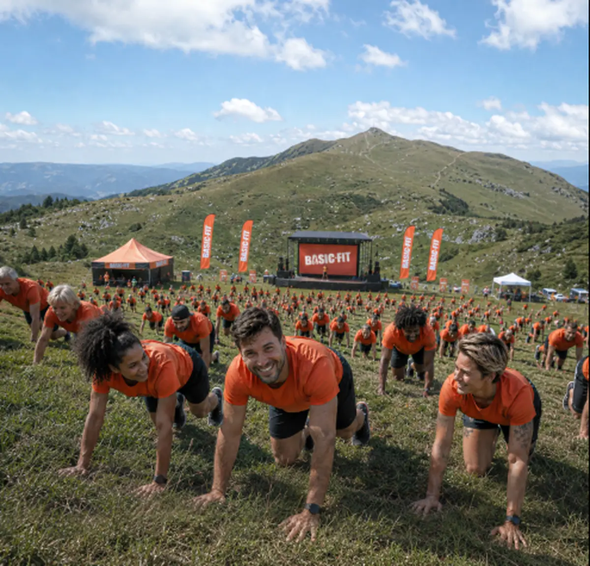 Tentative de record du monde de mountain climbers au Col Amic avec Basic-Fit