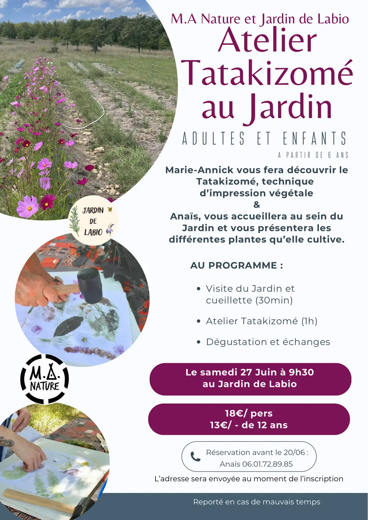 Impression végétale : atelier Tatakizomé