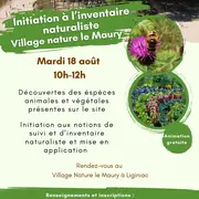 Initiation à l'inventaire naturaliste au Village Nature Le Maury