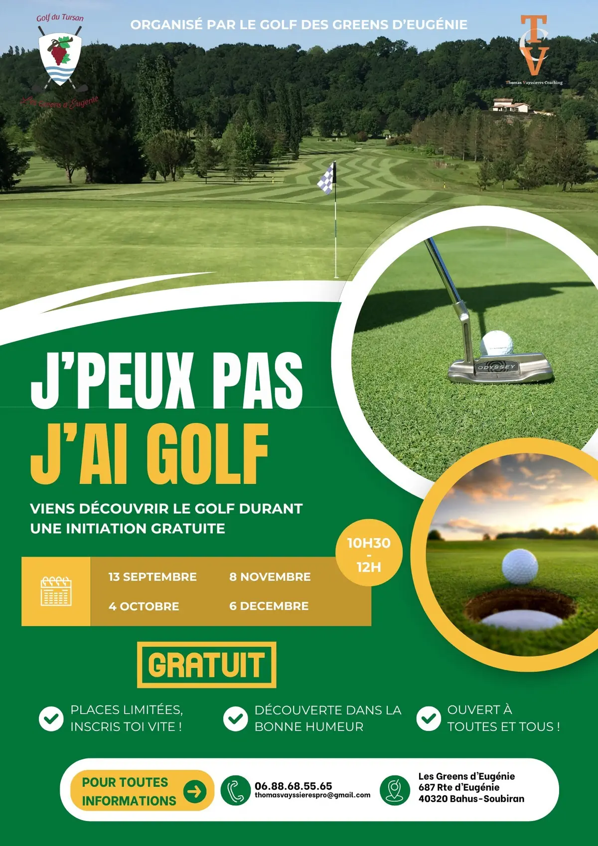 Initiation golf aux Greens d'Eugénie