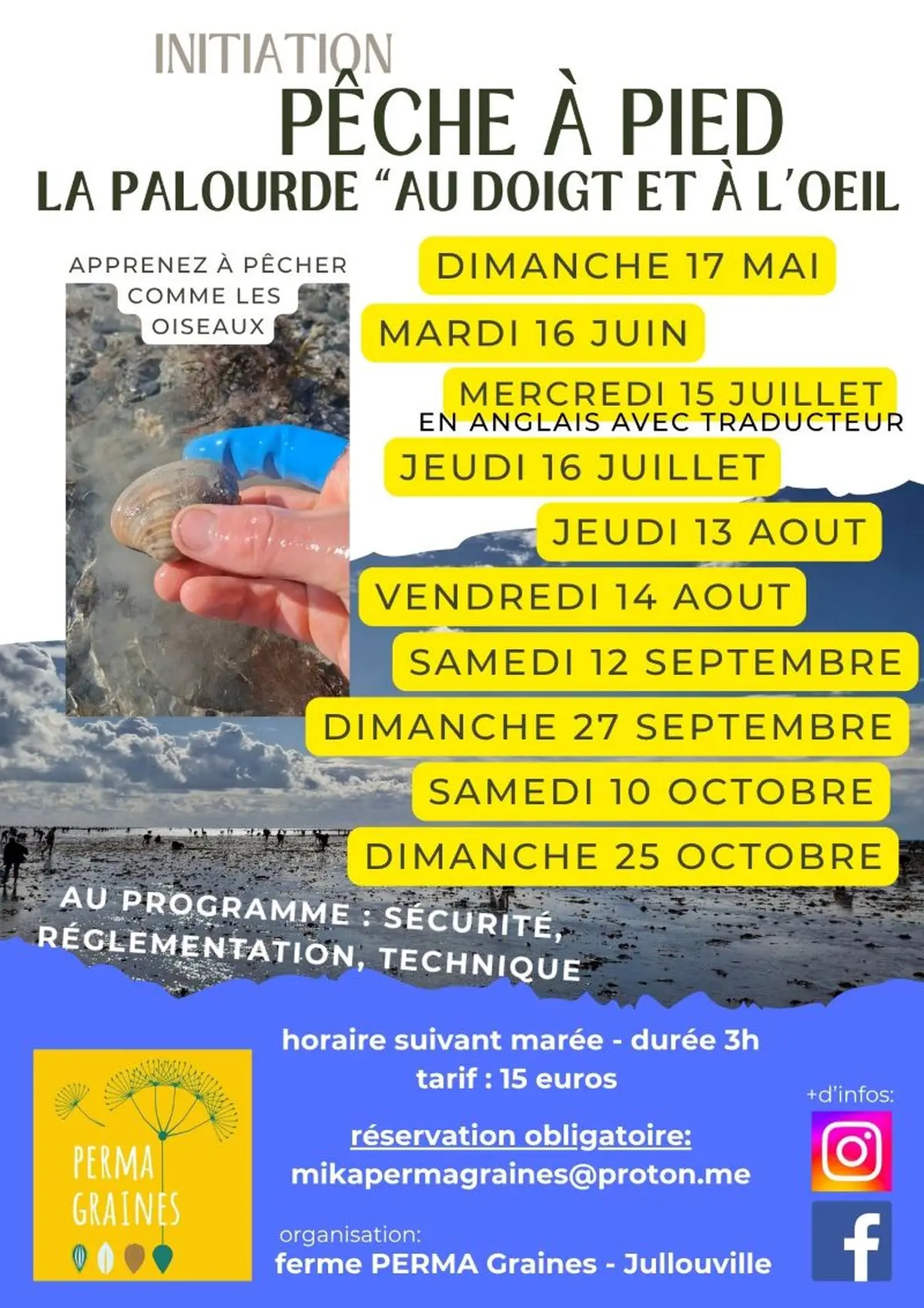 Initiation pêche à pied traduction en anglais