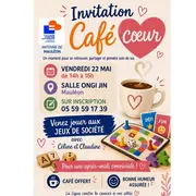 Invitation café coeur et jeux de société