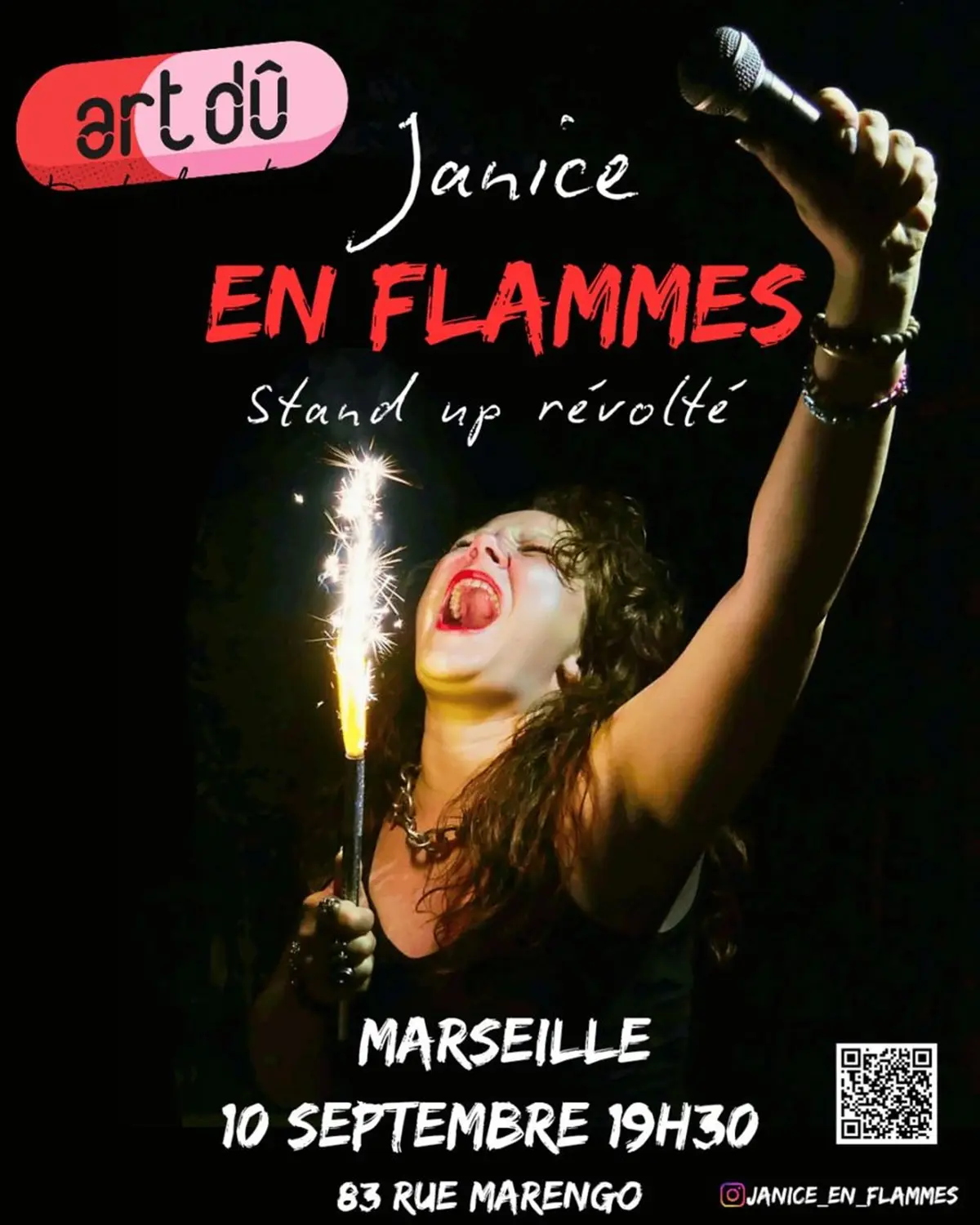 Janice en Flammes dans Stand up révolté