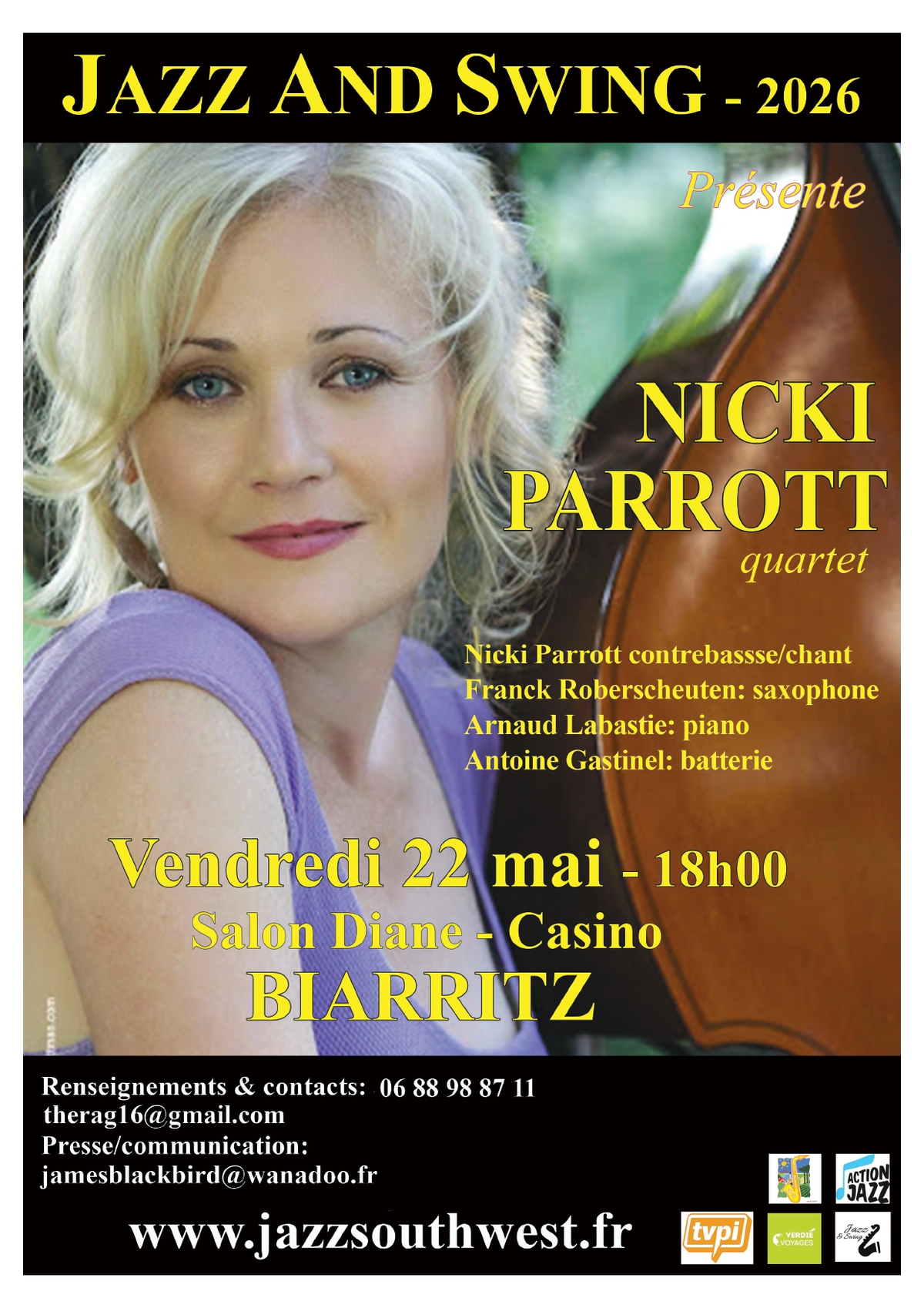 Jazz and Swing présente Nicki Parrot Quartet