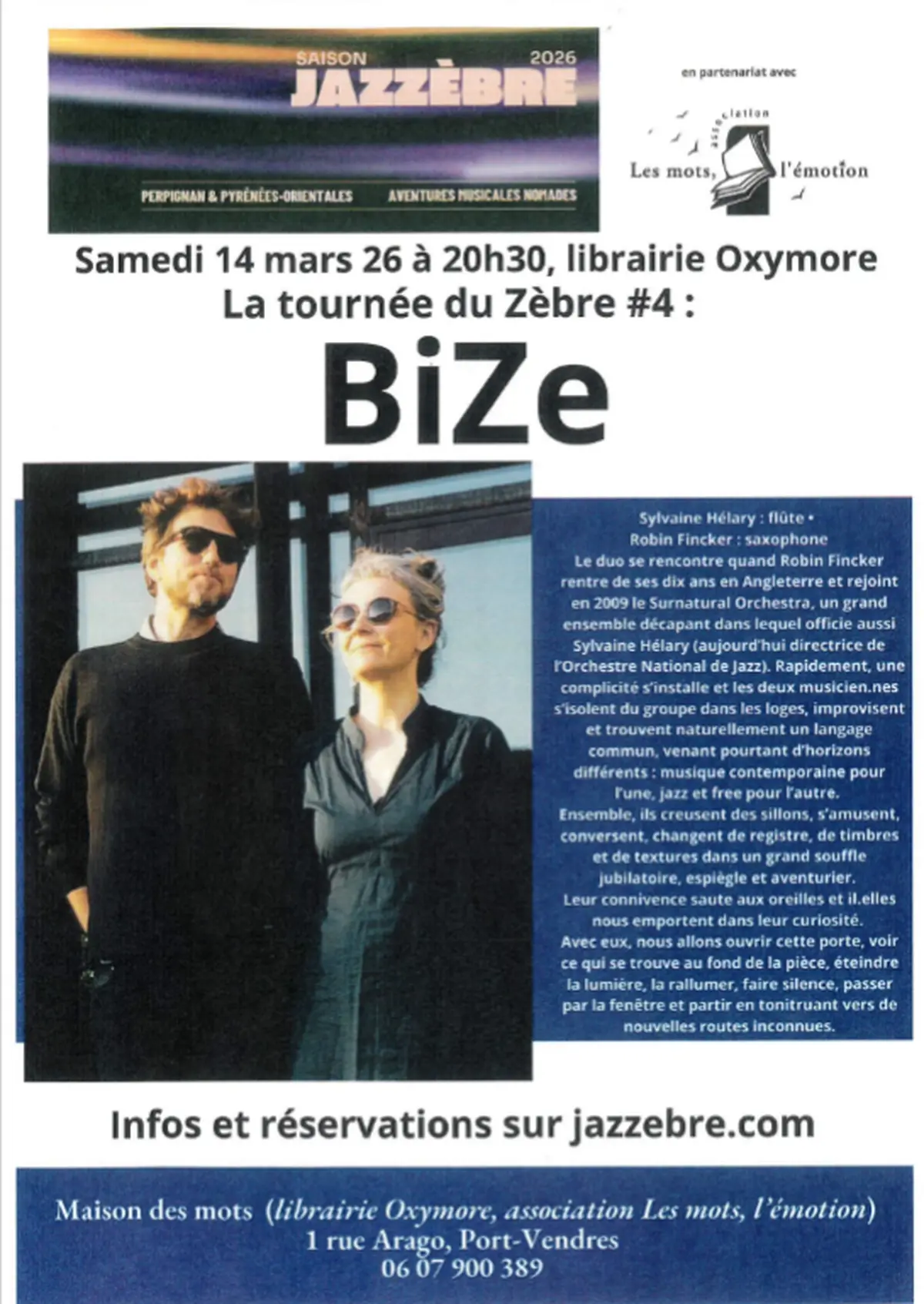 Jazzebre à La Librairie Oxymore : Bize