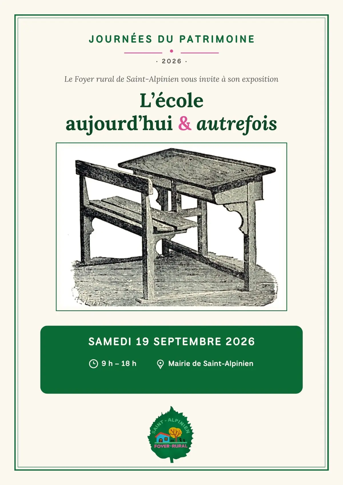 JEP 2026 - Exposition L'école aujourd'hui & autrefois